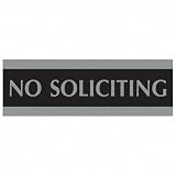(Price/EA)No Soliciting Sign, 3x9, Silver on Black