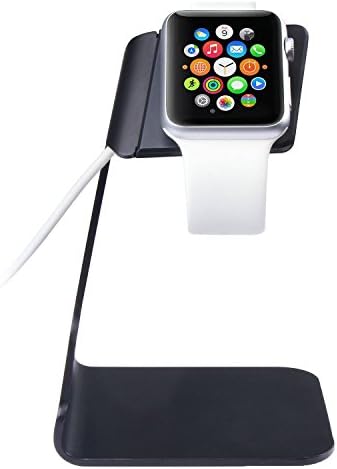 Apple Watch Stand, Al-Ti Alloy Charging Dock Charger Station Cradle Holder Bracket for Apple Watch (both 38mm and 42mm), with Built-in 45¡ã Viewing Angle and Minimalist Design, Black