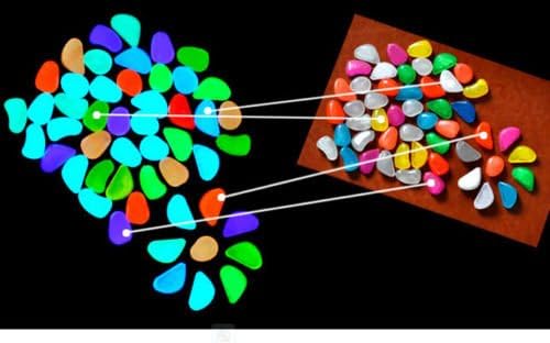 Hot 100pcs x yellow Green or sky blue Glow in the Dark Fluorescent Pebbles Stones Garden Walkway Parterre D?cor set17