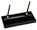 Black Leather Double Pen Stand with Gold Accents