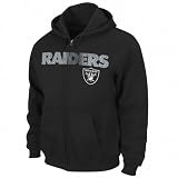 NFL Oakland Raiders Touchbck III Full Zip Jacket Adult Long Sleeved Fullzip Hooded Fleece, Black, Small