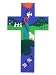 Hand Painted Wood Cross- Modern Shepherd- 9.8 inch. / 25 cm.