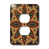 Houk Digital Abstraction Art - Fancy Kaleidoscopes - Green Eden with trees Mandala - Light Switch Covers - 2 plug outlet cover