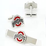 NCAA Ohio State Buckeyes Silvertone Team Logo Tie Clip & Cufflinks Set