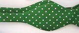 100% Silk Green & White Polka Dot Bow Tie