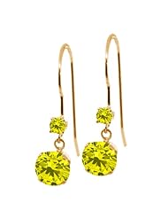 1.23 Ct Round Canary Diamond 14K Yellow Gold Earrings
