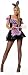 Sexy Black and Pink French Maid Bunny Costume with Apron and Ears