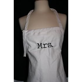 White Embroidered Set of Aprons Mrs. and Mrs.