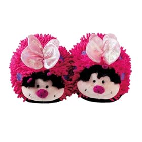 Aroma Home Fuzzy Friends Childrens Slippers - Pink Butterfly
