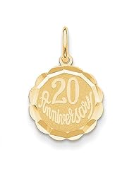 14K Yellow Gold Happy 20th Anniversary Charm