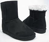 Black Winter Sheepskin Boots Vegan Fleece Women