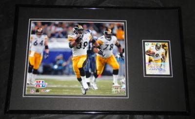 Willie Parker Signed Framed 11x17 Photo Display UDA Steelers Super Bowl XL - Framed NFL Photos, Plaques and Collages