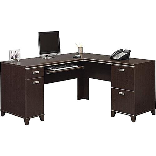Bush Furniture Tuxedo L-Shaped Wood Computer Desk in Mocha Cherry