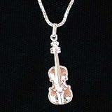 Sterling Silver Violin Pendant Necklace with 16 Silver Chain
