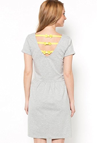Trend Yard 【フランス 直輸入】 バック リボン グレー 半袖 ワンピース ドレス ワードローブ カジュアル レディース パリジェンヌ スタイル エスプリ お洒落 フレンチ 海外 TYF95