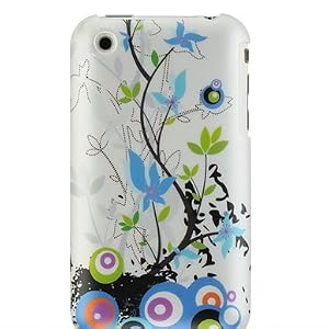 Premium Hard Crystal Plastic Snap-on Case for Apple iPhone 3G, 3GS 3G-S - Pearl White Spring Floral Flower