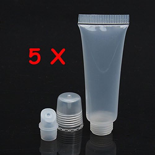 8ml Clear Gloss Empty Lip Balm Tube Cosmetic Container,Pack of 5pcs
