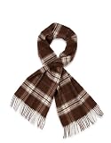 Vincenzo Boretti Écharpe, classique - marron, gris, blanc - quadrillé, effrangé