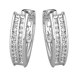 14K White Gold 2 Rows Round Diamond Earrings (0.48 ctw, G-H, SI1)