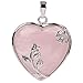 TGS Gems® Vogue Rose Quartz Tumbled Chakra Gemstone Cover Alloy Heart-Shaped With Flower Edge Pendant