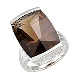 Sterling Silver Cushion Cut Smoky Quartz Ring NEW