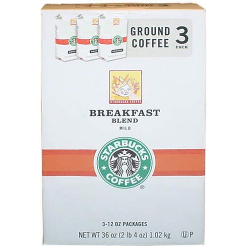 Starbucks Breakfast Blend Mild Ground Coffee, 12 Ounce Bag-(pack of 3)