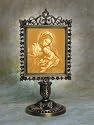 Madonna and Child Lithophane Victorian Stand Antique Brass