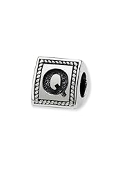 Triangle Block, Letter Q Charm in Silver For 3mm Charm Bracelets