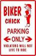 BIKER CHICK PARKING joke sport NEW sign