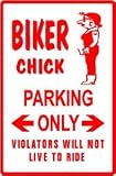 BIKER CHICK PARKING joke sport NEW sign