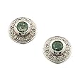 14kt White Gold Round Emerald and Diamond Earrings
