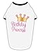 TOOLOUD Birthday Princess - Tiara Cotton Dog Shirt White Black Medium