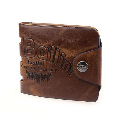 Doinshop New Fashion Mens Genuine Leather Bifold Wallet Credit Id Card Holder Slim Purse (C)