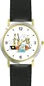 Shabbos or Sabbath Table Symbols No.1 Judaica Jewish Theme - WATCHBUDDY&reg; DELUXE TWO-TONE THEME WATCH - Arabic Numbers - Black Leather Strap-Children's Size-Small ( Boy's Size & Girl's Size )