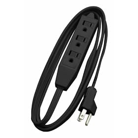 Coleman Cable 2611 3-Prong Household Extension Cord with 3-Outlets, 8-Foot