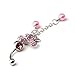 New Fashion 14g Pink Pearl Butterfly with 2-tassel Bowknot Navel Ring Belly Button Bar barbell