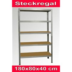 Steckregal Metallregal Schwerlastregal 180x80x40 cm 5 HDF B�den 175 kg pro Boden
