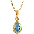 1.01 Ct Mercury Mist Mystic Topaz White Diamond 10K Yellow Gold Pendant