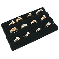 Black Leather Ring Tray Insert Jewelry Display Pad 5.5"