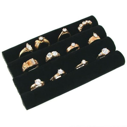 Black Leather Ring Tray Insert Jewelry Display Pad 5.5