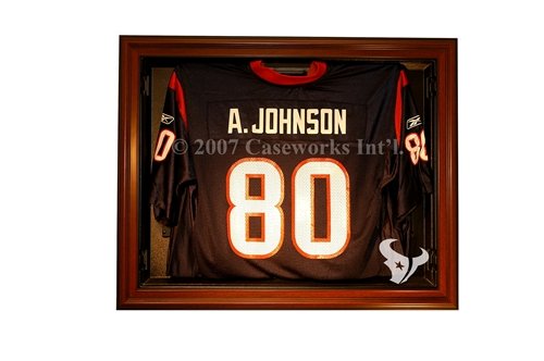 Houston Texans Football Jersey Display Case with Removable Face and Classic Wood Finish Frame