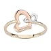 14k Yellow Gold or Tri-Color Gold Double Heart Ladies Ring