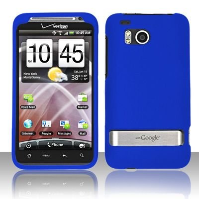 BLUE Hard Rubber Feel Plastic Case for HTC Thunderbolt 4G (Verizon) + Screen Protector [In Twisted Tech Retail Packaging]