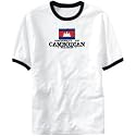 T-Shirt Ringer White " Property Of Cambodian Nation / Flag Transfer " Cambodia Country