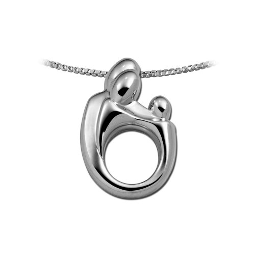 14K White Gold Large Mother and Child® Family Pendant with 18in chain