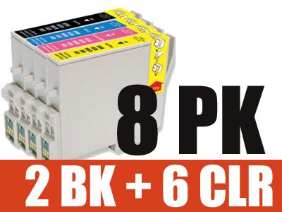 8 pack of compatible ink toner cartridge for Epson stylus CX 5200 5400 C 82 82N 82WN officepage C82 C82N C82WN CX5200 CX5400 all in one inkjet printer: include 2 black ink To321 and 2 for each color ink To422/To423/To424