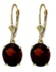 14k Gold Leverback Earrings with Genuine Garnets