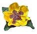 ArtisanStreet's Hand Modeled Ceramic Hibiscus Wall Plaque. Golden Yellow Flower on Green Leaf.