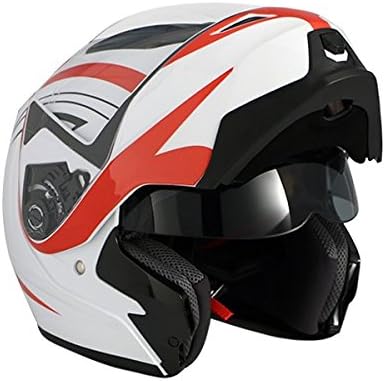 AVE A-20 Atom Electric Modular Flip-Up Motorcycle Helmet and Drop Down Sun Visor (White, Large)