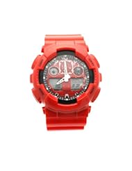 Super New Trendy Sports Shock Obsorbing Dual Digital and Analog Watch - Red